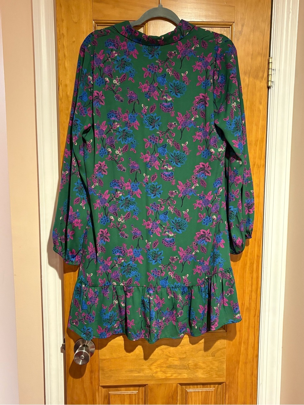 Collective Concepts Green Floral Tunic with Pink & Blue Blooms - Picture 3 of 5